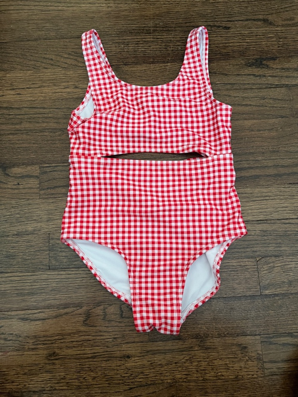 Cat & Jack Red Gingham Cutout One-Piece Swimsuit